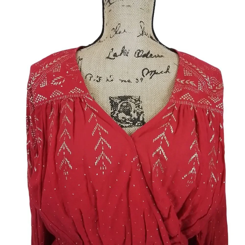 Free People Counting Stars Balloon‎ Sleeve Peasant Blouse Size XS